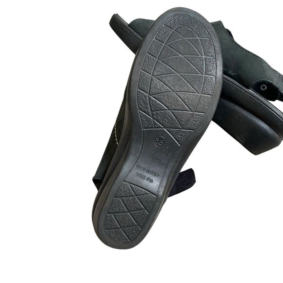 Flexus Sandals Women Sz 8 Black Slingback Anti Shock Double Strap Made Italy - Picture 4 of 8